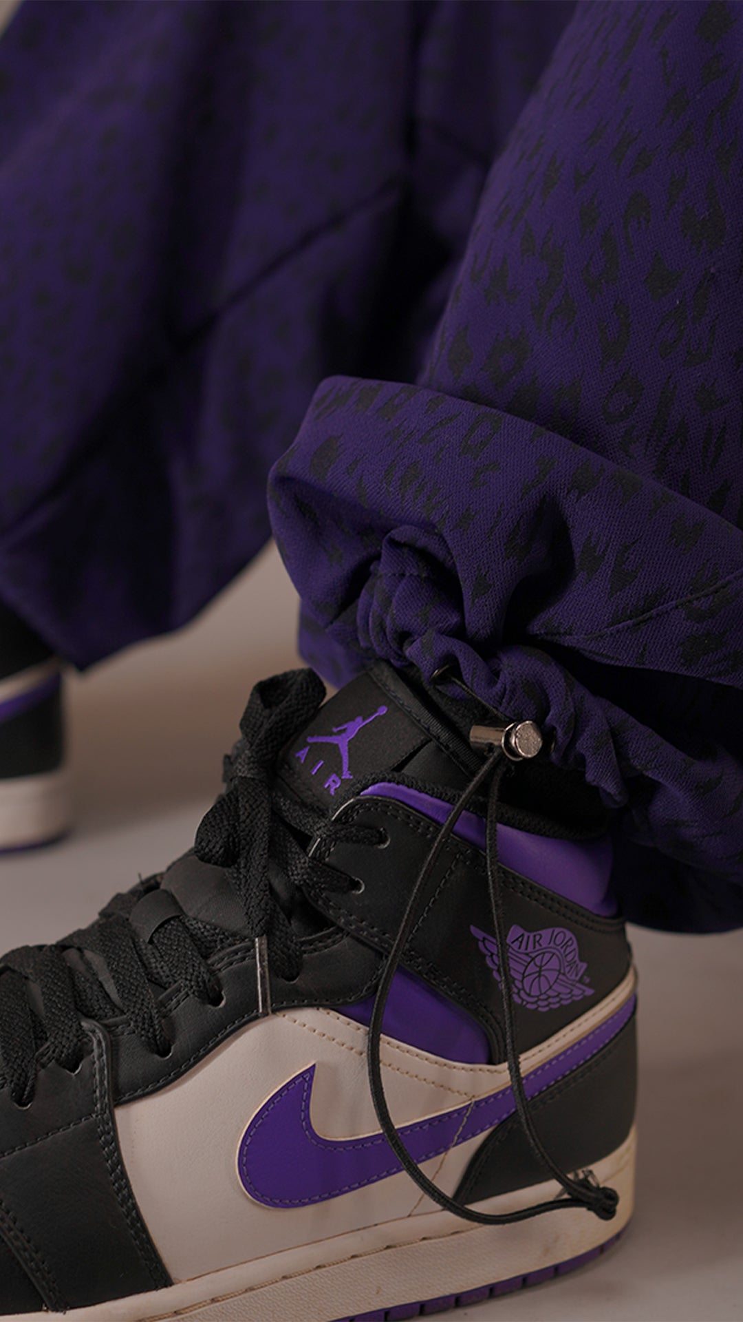 Jacquard Purple Parachute Pants