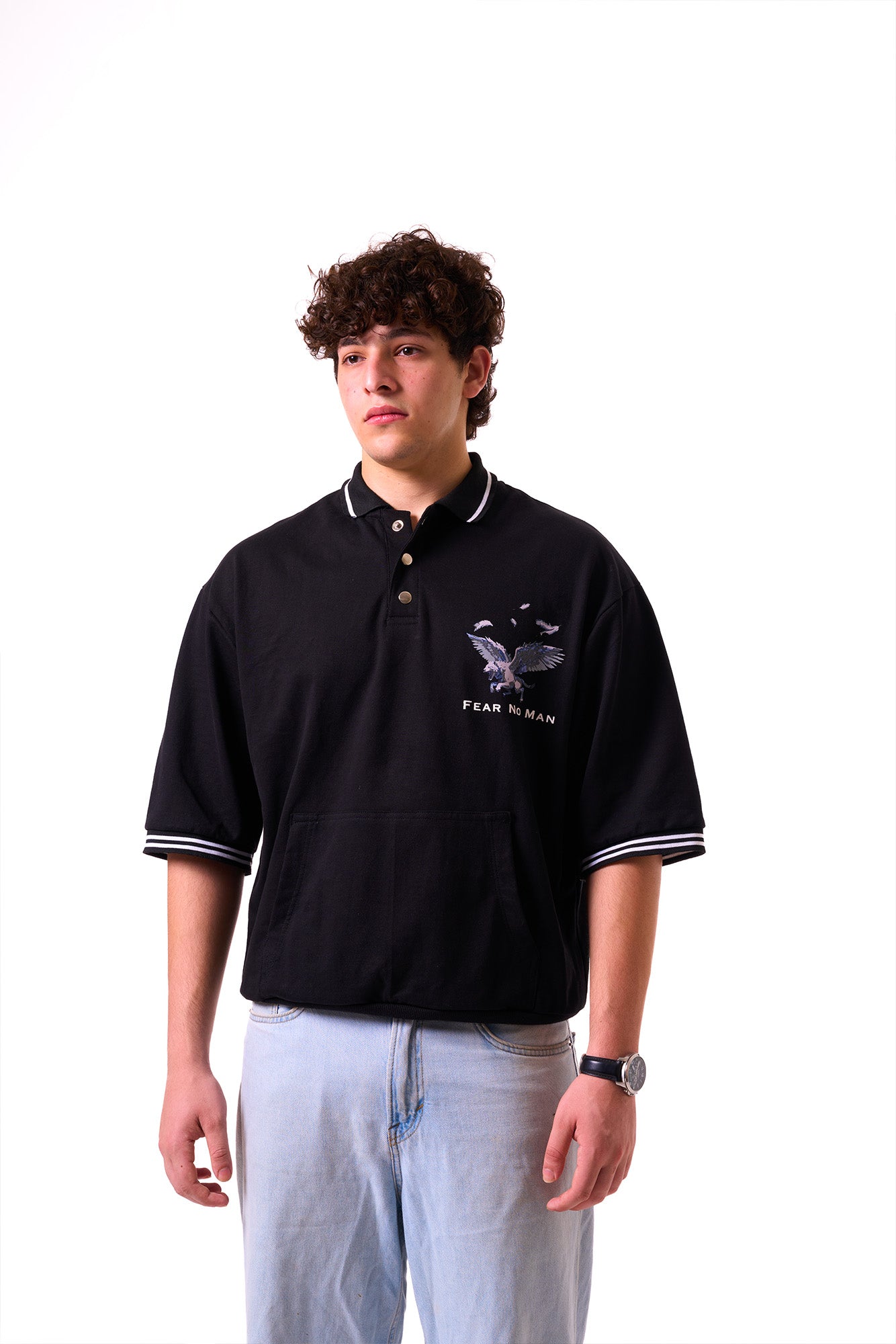 In The Air OverSized Polo Tee (Black)
