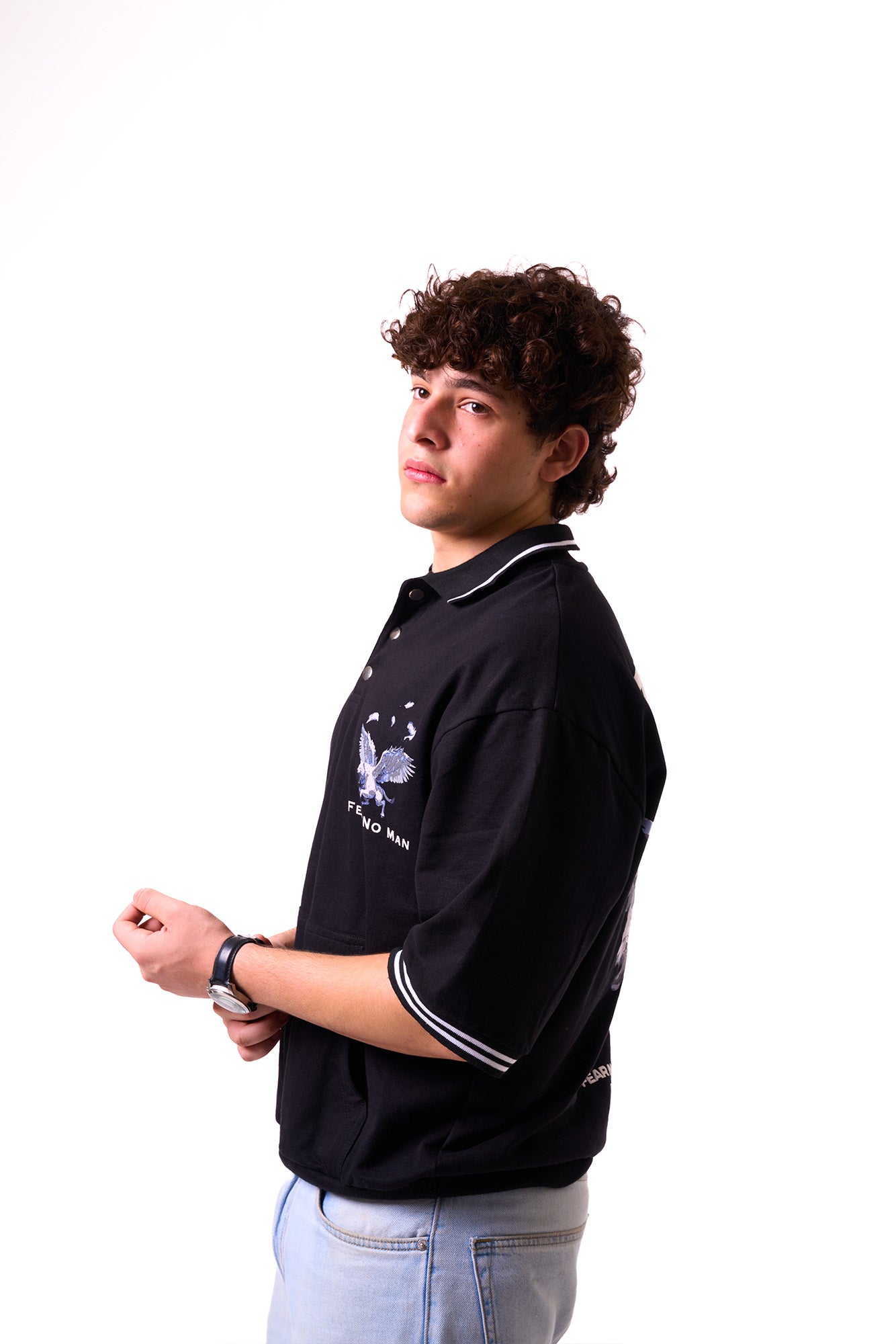 In The Air OverSized Polo Tee (Black)
