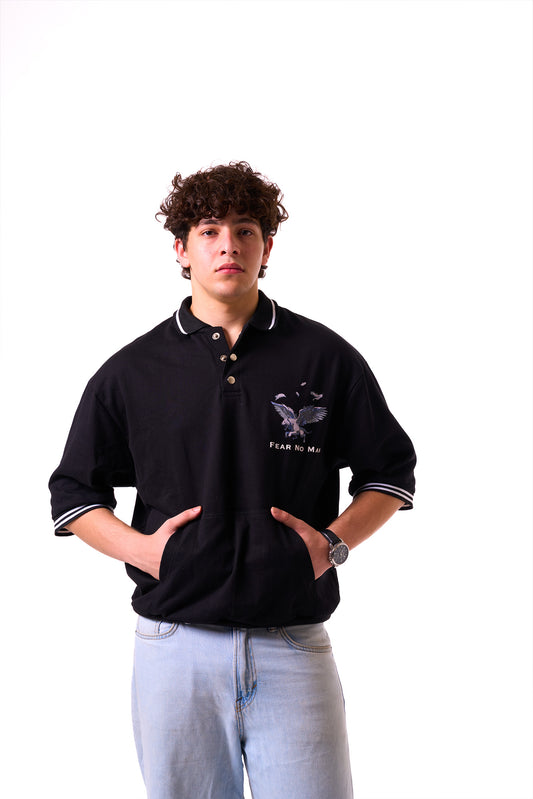 In The Air OverSized Polo Tee (Black)
