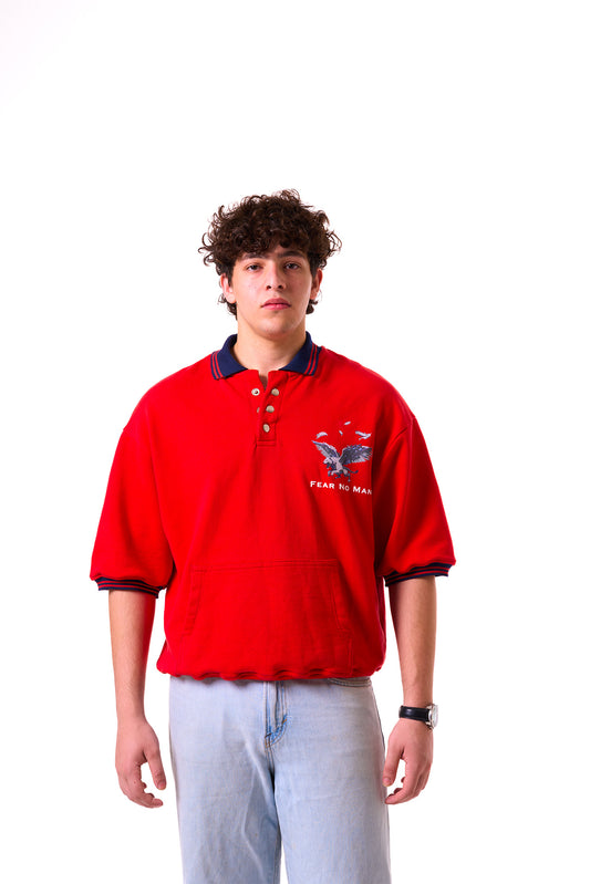 In The Air OverSized Polo Tee (Red)
