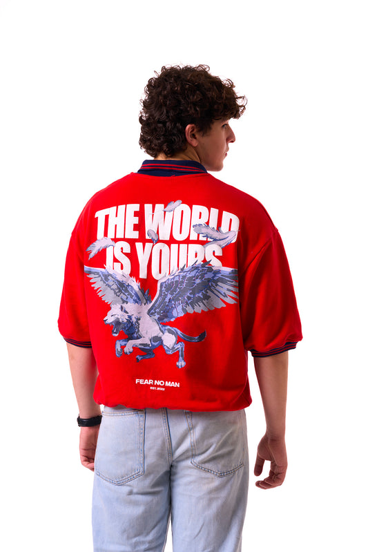 In The Air OverSized Polo Tee (Red)