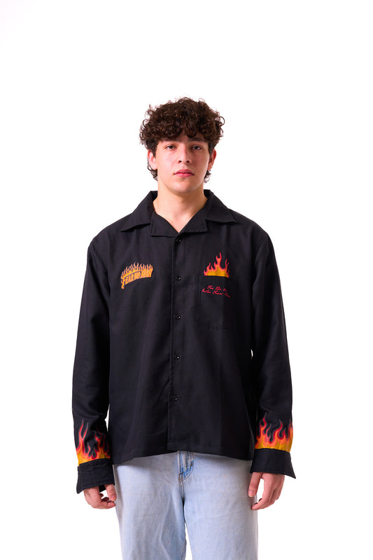 Tapasya Flame Stripe Shirt (Black)