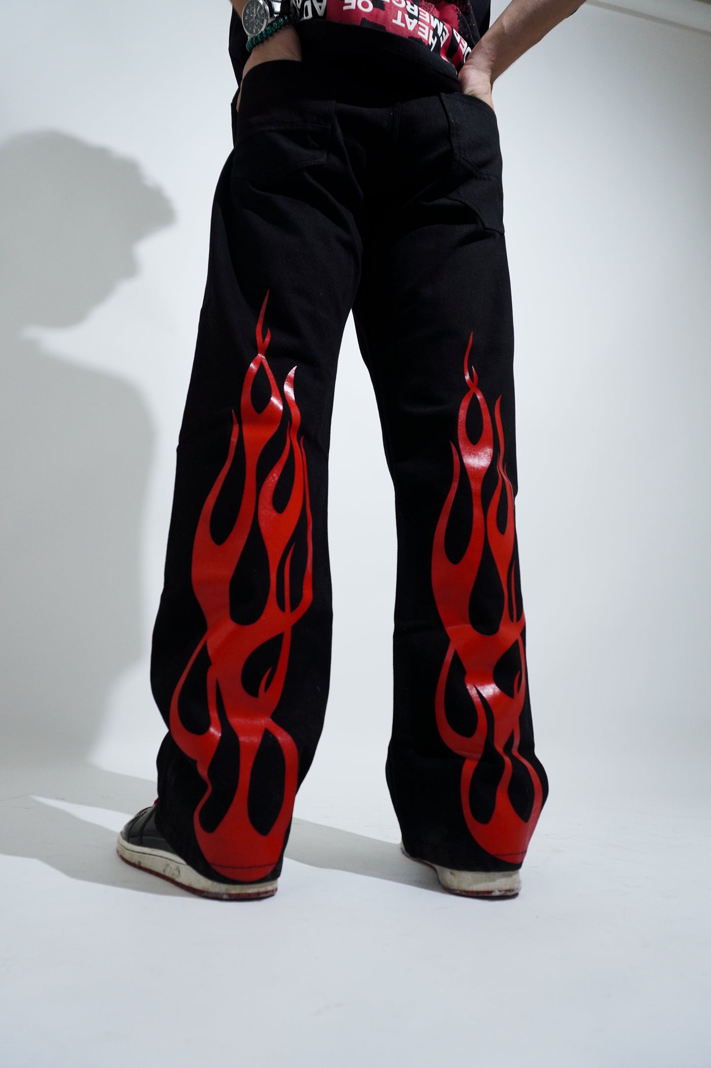 Black and Red Devil Bootcut denim