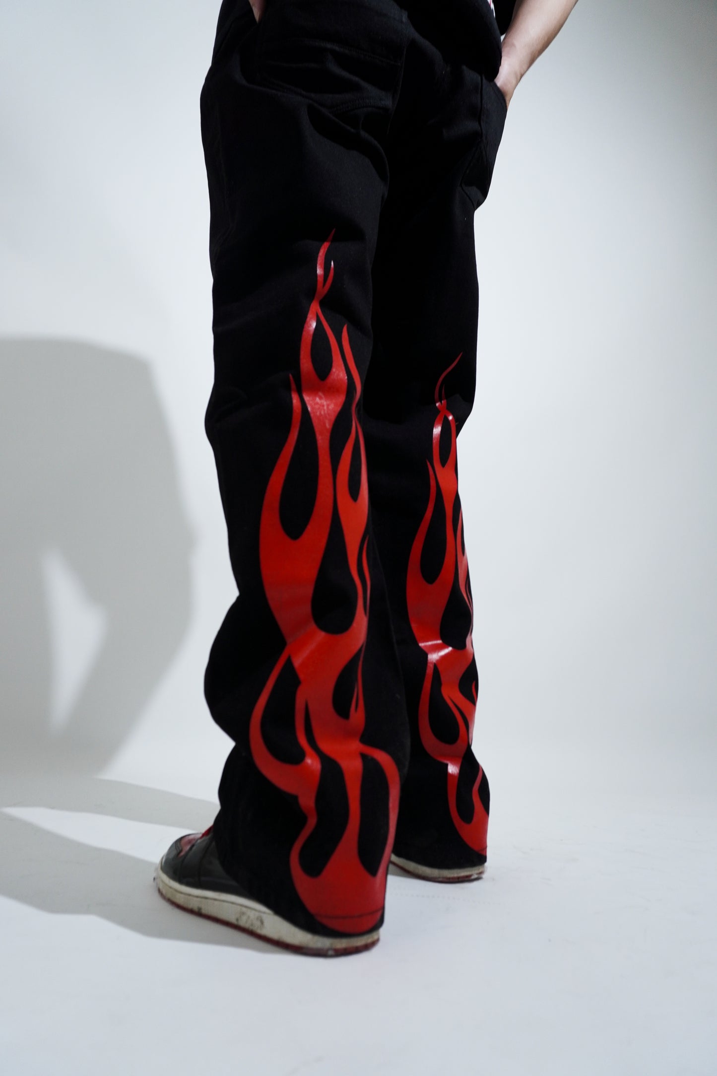 Black and Red Devil Bootcut denim