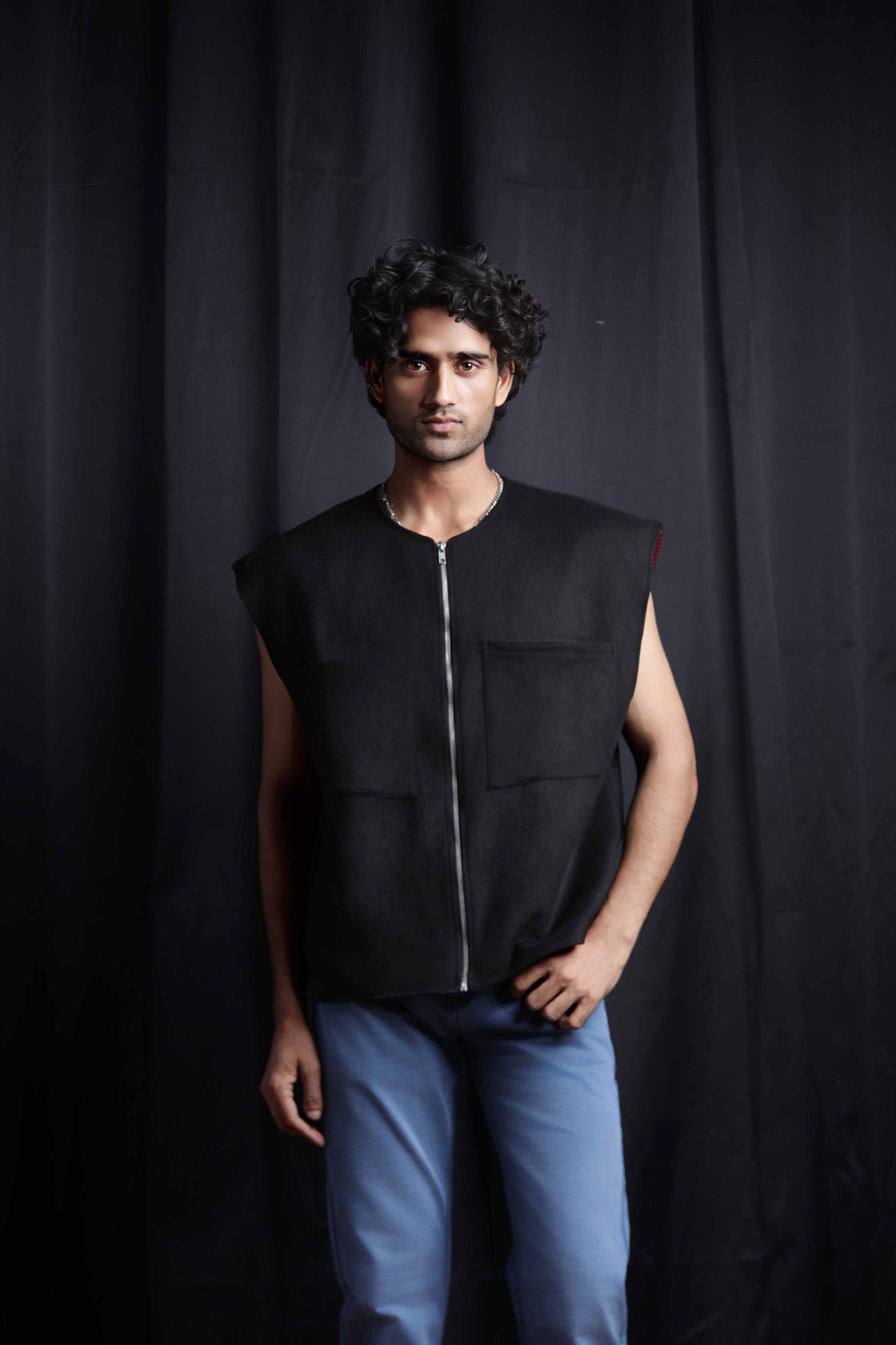 Suede Half-Sleeve Jacket
