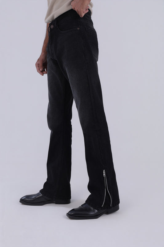 BLACK WASHED BOOTCUT DENIM
