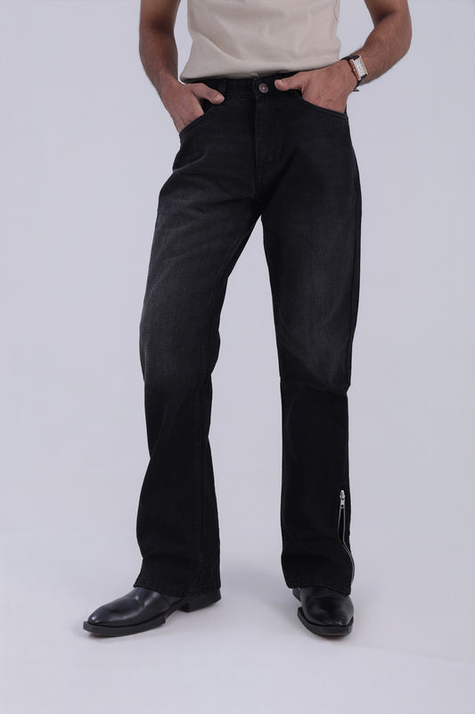 BLACK WASHED BOOTCUT DENIM