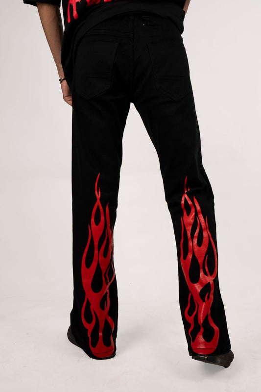 Black and Red Devil Bootcut denim