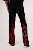Black and Red Devil Bootcut denim