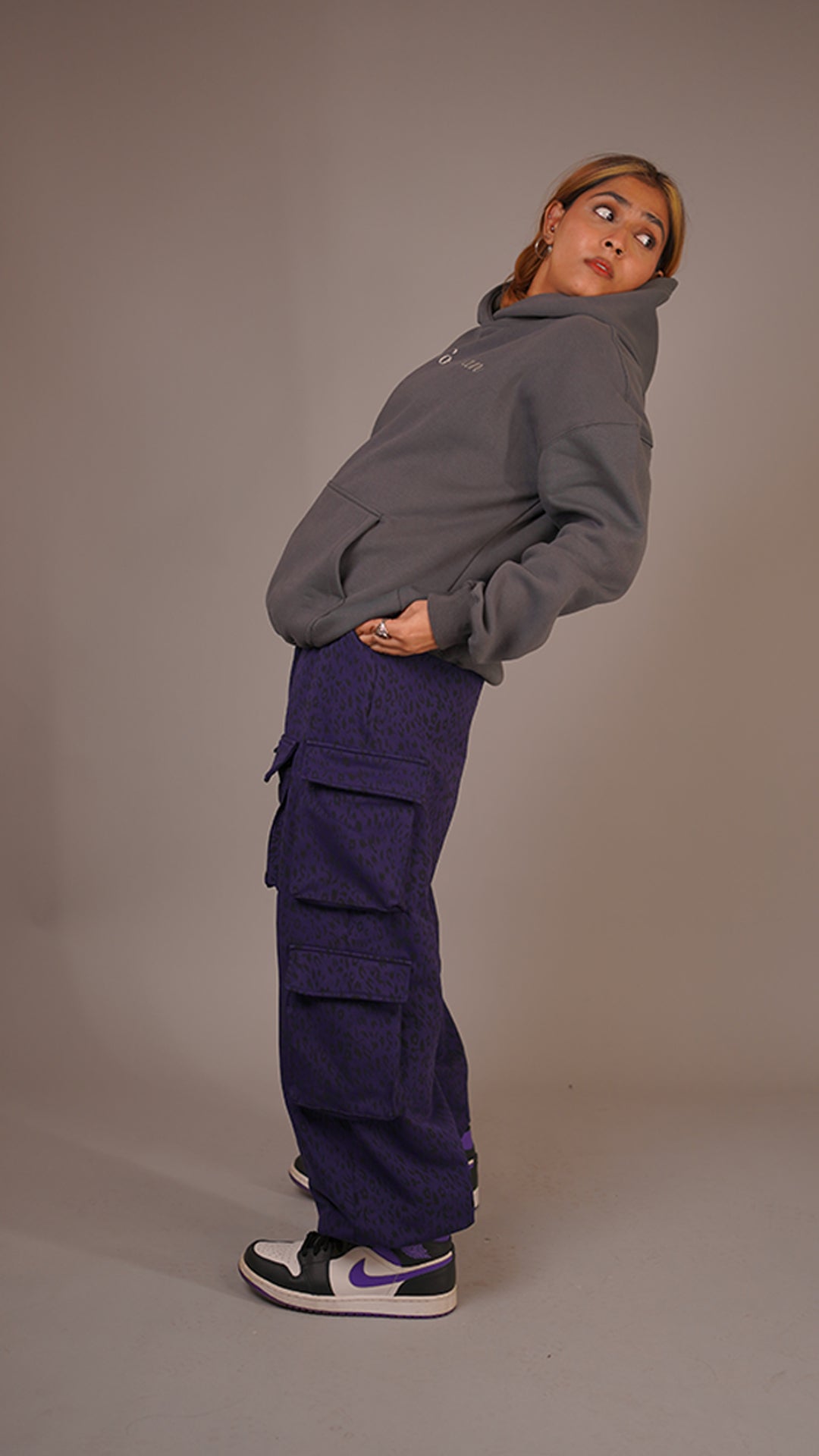 Jacquard Purple Parachute Pants