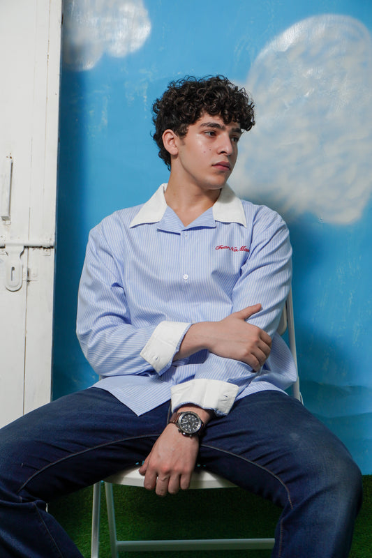 Confidence Stripe Shirt (Sky Blue)