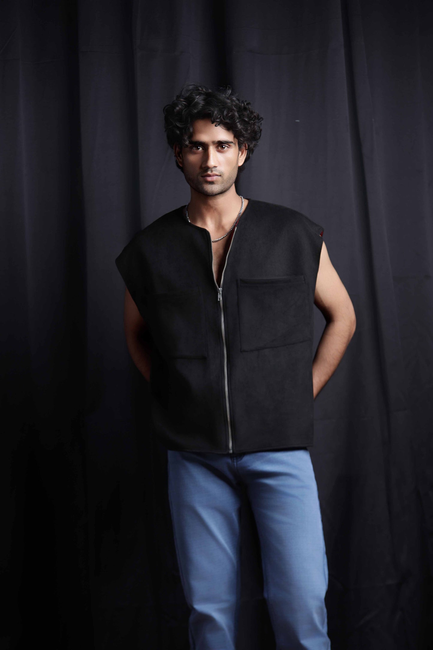 Suede Half-Sleeve Jacket