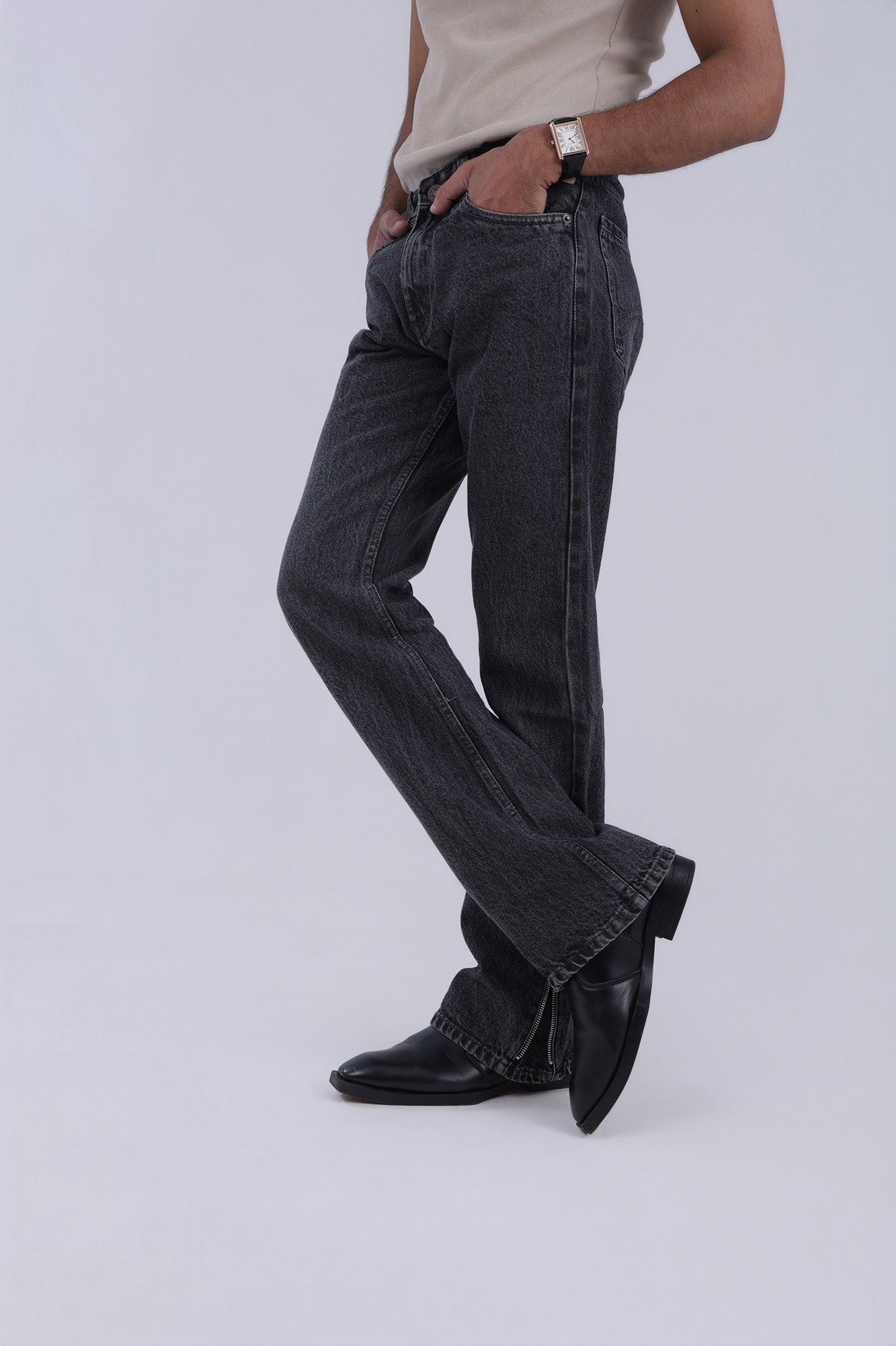 ACID WASHED BOOTCUT DENIM