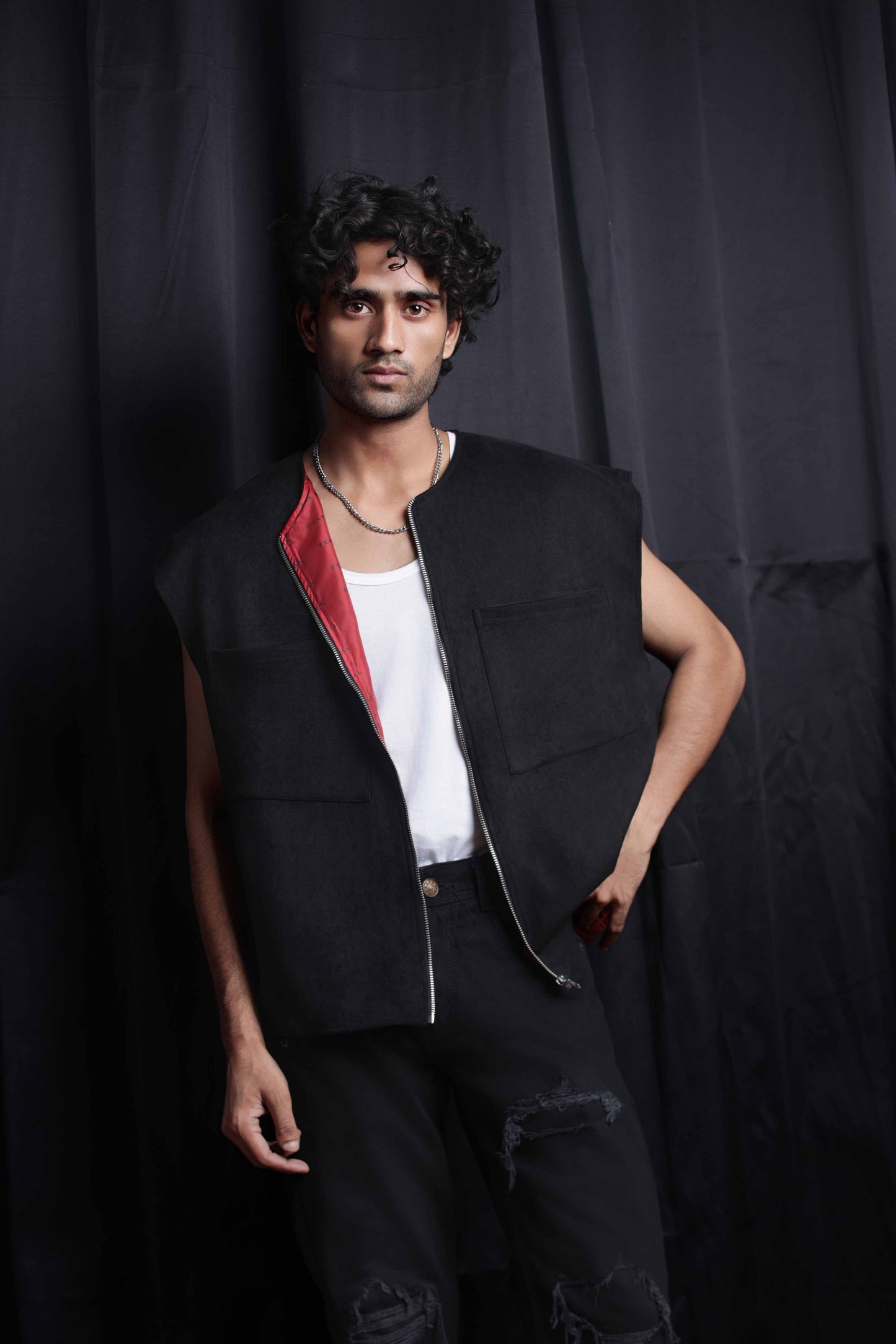 Suede Half-Sleeve Jacket