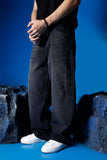 Washed Black Barrel Denim