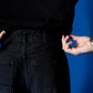 Washed Black Barrel Denim
