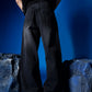 Washed Black Barrel Denim