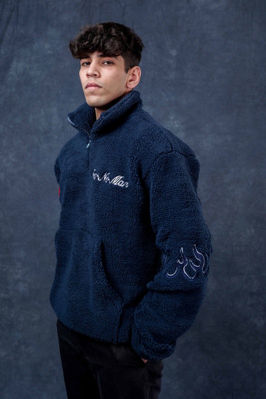 Navy Sherpa Pullover