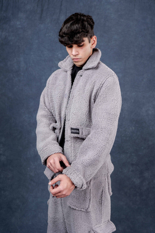 Grey Sherpa Shacket