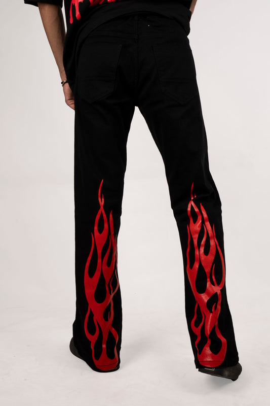 Black and Red Devil Bootcut denims